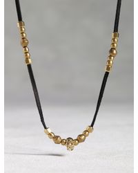 John Varvatos | Metallic Black Leather & Bronze Skull Necklace for Men | Lyst