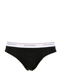 DSquared² | Black Pack Of 2 Logo Cotton Jersey Briefs for Men | Lyst