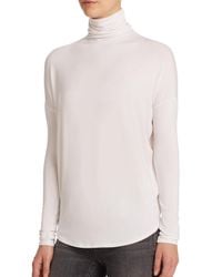 Vince | White Slouch Turtleneck Cotton Top | Lyst