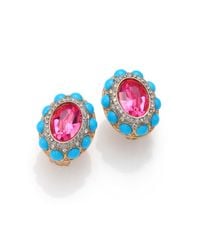 Kenneth Jay Lane | Blue Cabochon Cluster Clip-on Button Earrings | Lyst