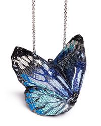 Judith Leiber | Blue Mila New Butterfly Crystal Pavé Minaudière | Lyst