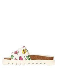 Au Jour Le Jour | White Lips Printed Techno Canvas Slide Sandals | Lyst