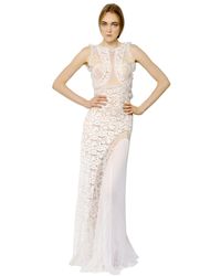 Nina Ricci | White Silk Chiffon And Lace Patchwork Dress | Lyst