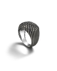 John Hardy | Black Triangle Line Pattern Square Ring With Oxidation for Men | Lyst
