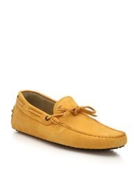 Tod's | Orange Suede Gommini Tie-front Drivers for Men | Lyst