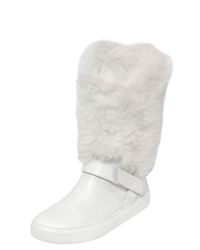 Jimmy Choo | White 10mm Bury Shearling & Leather Boots | Lyst