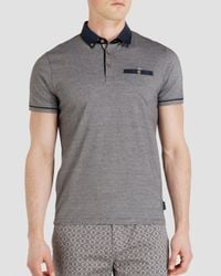 Ted Baker | Blue Trybe Linen Trim Classic Fit Polo for Men | Lyst