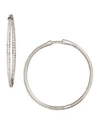 Roberto Coin | Metallic White Diamond Hoop Earrings | Lyst