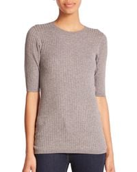 Vince | Gray Skinny Rib Sweater-knit Tee | Lyst