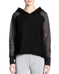 Elie Tahari | Black Emory Mesh-sleeve Terry Hoodie | Lyst