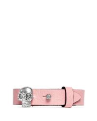 Alexander McQueen | Pink Skull Leather Bracelet | Lyst