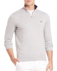 Lacoste | Gray Quarter-zip Cotton Sweater for Men | Lyst