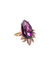 Oscar de la Renta | Purple Ultraviolet Swarovski Crystal Teardrop Ring | Lyst