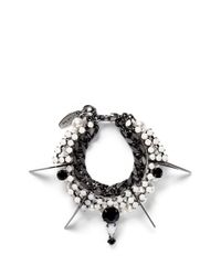 Joomi Lim | Metallic 'vertigo' Pearl Crystal Metal Fretwork Charm Bracelet | Lyst