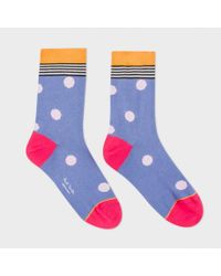 Paul Smith | Women's Sky Blue Polka Stripe Socks | Lyst