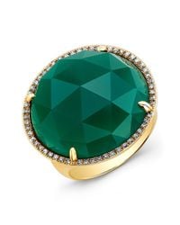 Anne Sisteron - 14kt Yellow Gold Green Agate Diamond Cocktail Ring - Lyst