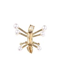 Oscar de la Renta | Metallic Swarovski Crystal & Pearl Bug Brooch | Lyst