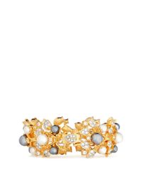 Kenneth Jay Lane Metallic Crystal Pearl Vine Bracelet