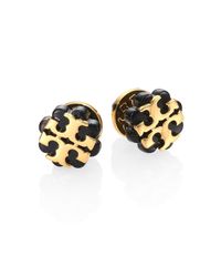 Tory Burch | Metallic Logo Flower Stud Earrings | Lyst