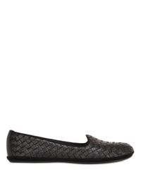 Bottega Veneta | Black Intrecciato Woven Leather Slippers | Lyst