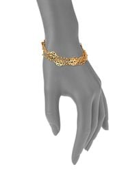 Tory Burch | Metallic Logo Charm Triple-strand Station Bracelet | Lyst