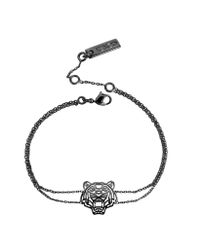 KENZO - Metallic Ruthenium Plated Sterling Silver Cut Out Tiger Bracelet - Lyst