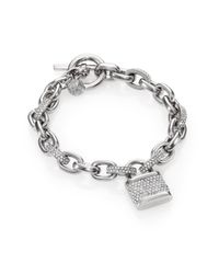 Michael Kors | Metallic Motif PavÉ Padlock Chain Bracelet/Silvertone | Lyst