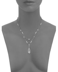 Adriana Orsini | Metallic Wistera Pavé Crystal & Faux Pearl Layered Y Necklace | Lyst