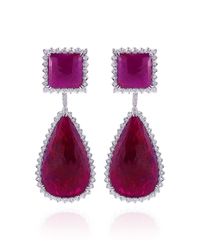 Dana Rebecca | Red Ruby and Diamond Earrings in White Gold | Lyst