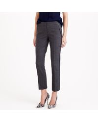 J.Crew | Gray Campbell Capri Pant In Bi-stretch Wool With Leather Tuxedo Stripe | Lyst