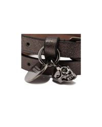 Alexander McQueen | Gray Metallic Leather Double Wrap Skull Bracelet | Lyst