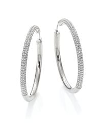 Michael Kors | Metallic Park Avenue Glam Pave Silvertone Hoop Earrings/1.5 | Lyst