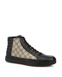 Gucci | Black Gg Supreme Canvas & Leather High-top Sneakers for Men | Lyst