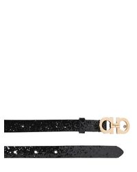 Ferragamo | Black 15mm Gancini Glitter On Leather Belt for Men | Lyst