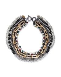 Venna | Metallic Crystal Chain Spike Necklace | Lyst