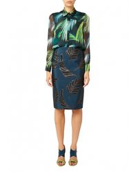 Matthew Williamson | Blue Palm Chiffon Silk Shirt | Lyst
