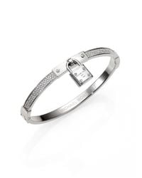 Michael Kors | Metallic Brilliance Padlock Pavé Charm Bangle Bracelet/silvertone | Lyst