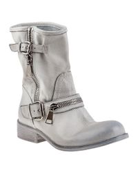 275 Central | 1887 Biker Boot Distressed White Leather | Lyst