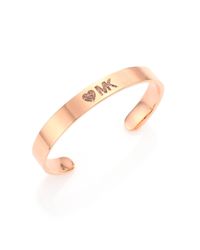 Michael Kors | Metallic Heritage Logo Heart Cuff Bracelet | Lyst