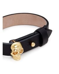 Alexander McQueen | Black Skull Leather Bracelet | Lyst