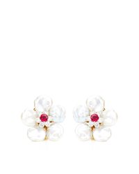Seaman Schepps | White Small Biwa Flower Earrings | Lyst