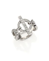 Michael Kors | Metallic Cityscape Chains Pavé Frozen Toggle Ring/silvertone | Lyst