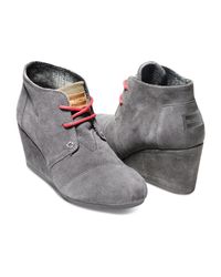 grey toms wedge booties