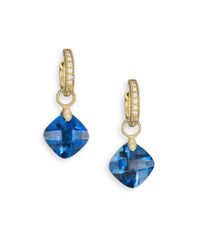 Jude Frances | Metallic Classic London Blue Topaz, Diamond & 18k Yellow Gold Cushion Earring Charms | Lyst