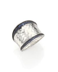 John Hardy | Metallic Classic Chain Blue Sapphire & Sterling Silver Small Saddle Ring | Lyst