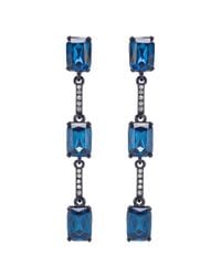Oscar de la Renta | Blue Crystal Triple Octagon Drop Earrings | Lyst