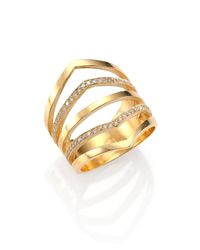 Zoe Chicco | Metallic Diamond & 14k Yellow Gold Alternating Five-band Ring | Lyst