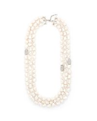 Kenneth Jay Lane | White Triple Strand Baroque Pearl Necklace | Lyst