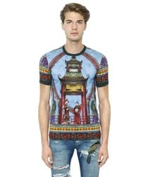 Dolce & Gabbana | Multicolor Pagoda Printed Cotton Jersey T-shirt for Men | Lyst