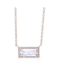 Anne Sisteron - Metallic 14kt Rose Gold Rectangle White Topaz Diamond Necklace - Lyst